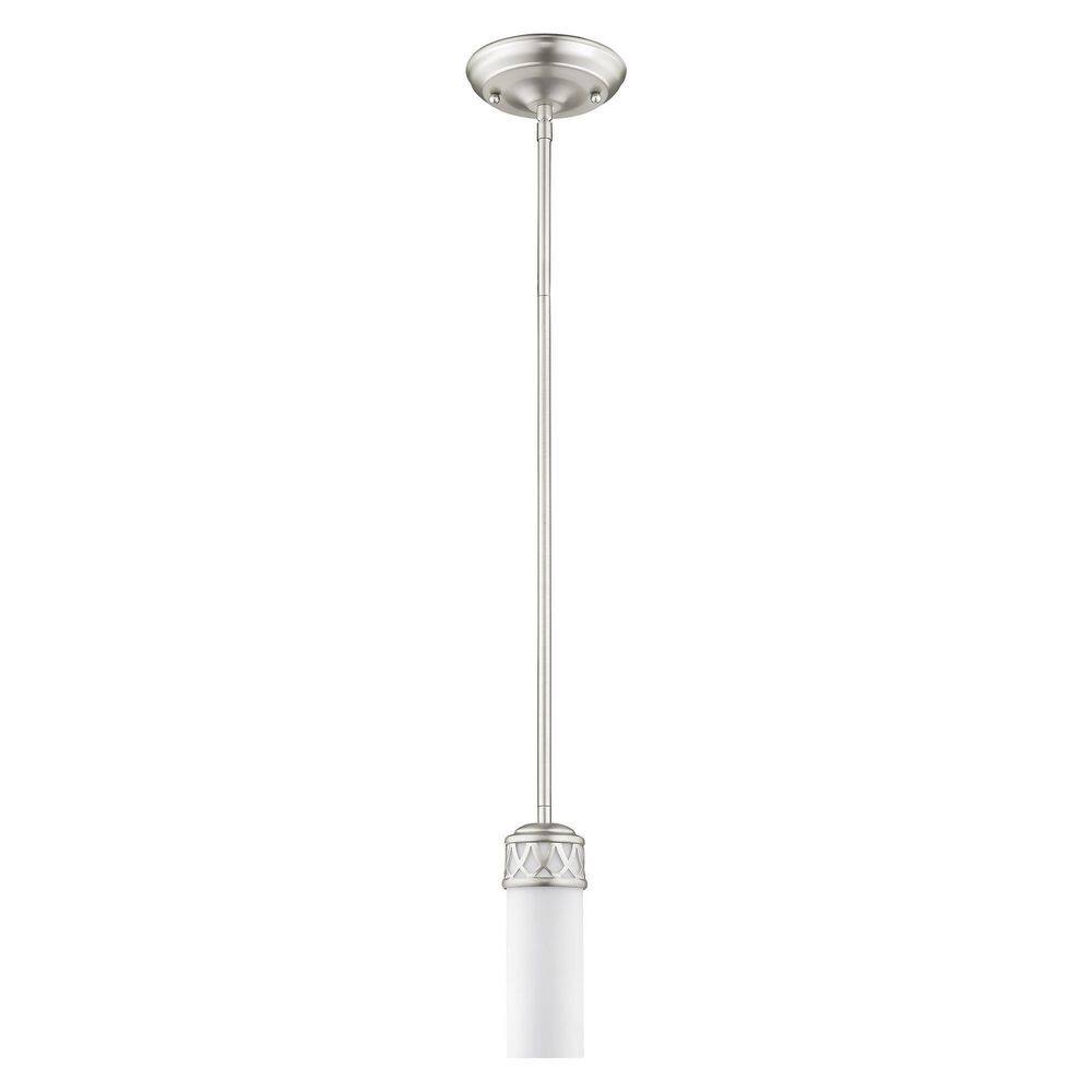 Elegant Brushed Nickel Mini Pendant with Satin White Glass Shade