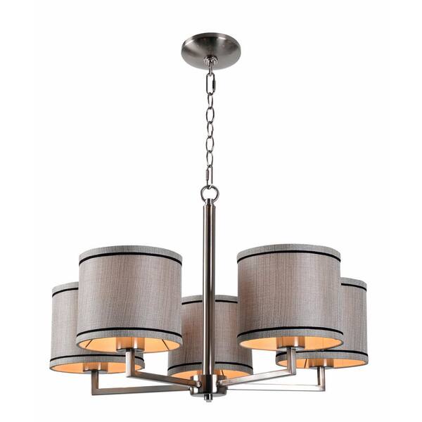 Kenroy Home Bowman 5-Light Steel Chandelier with Silver Shade