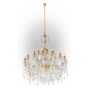 24 light Gold Crystal Empire Chandelier for Living Room with no bulbs included