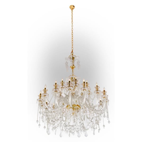 24 light Gold Crystal Empire Chandelier for Living Room with no bulbs included