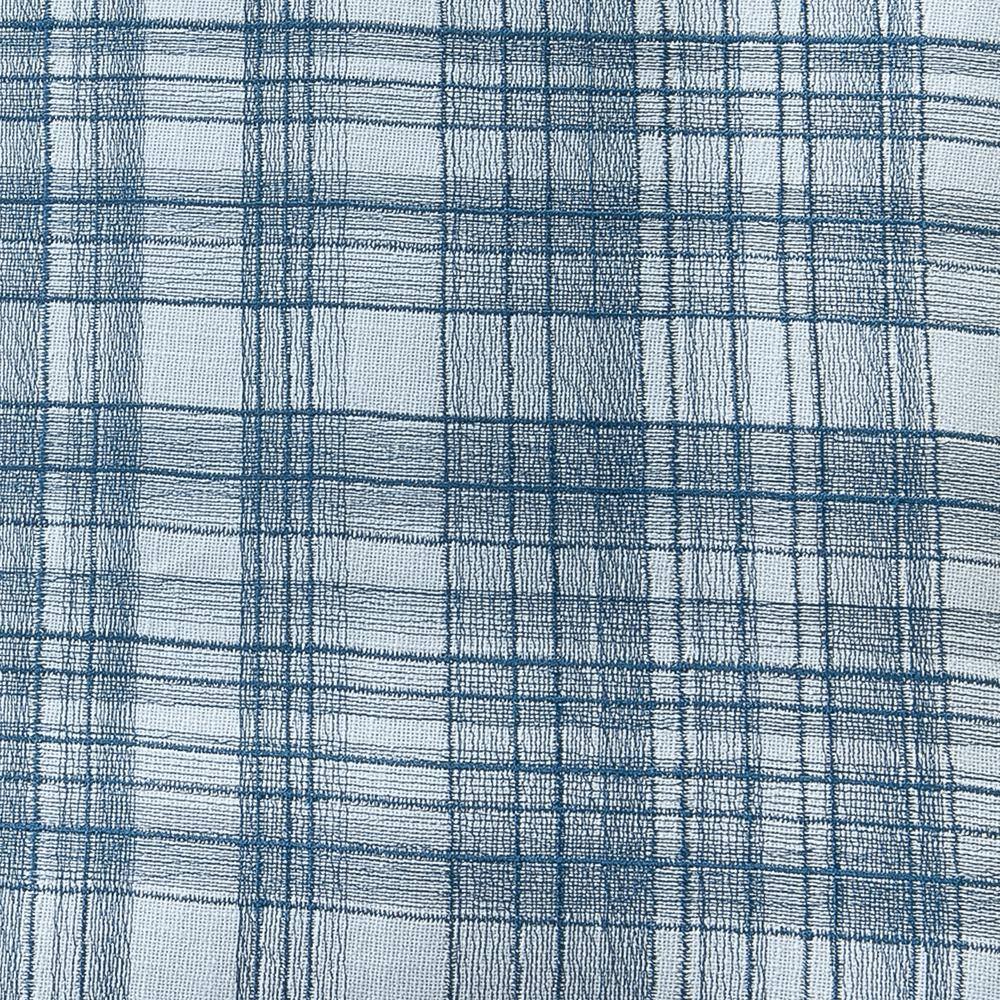 Blue Contemporary Checkered Hand-Woven Cotton Blend Throw Pillow