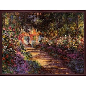 Pathway in Monet's Garden at Giverny by Claude Monet Open Mahogany Framed Nature Painting Art Print 38.5 in. x 50.5 in.