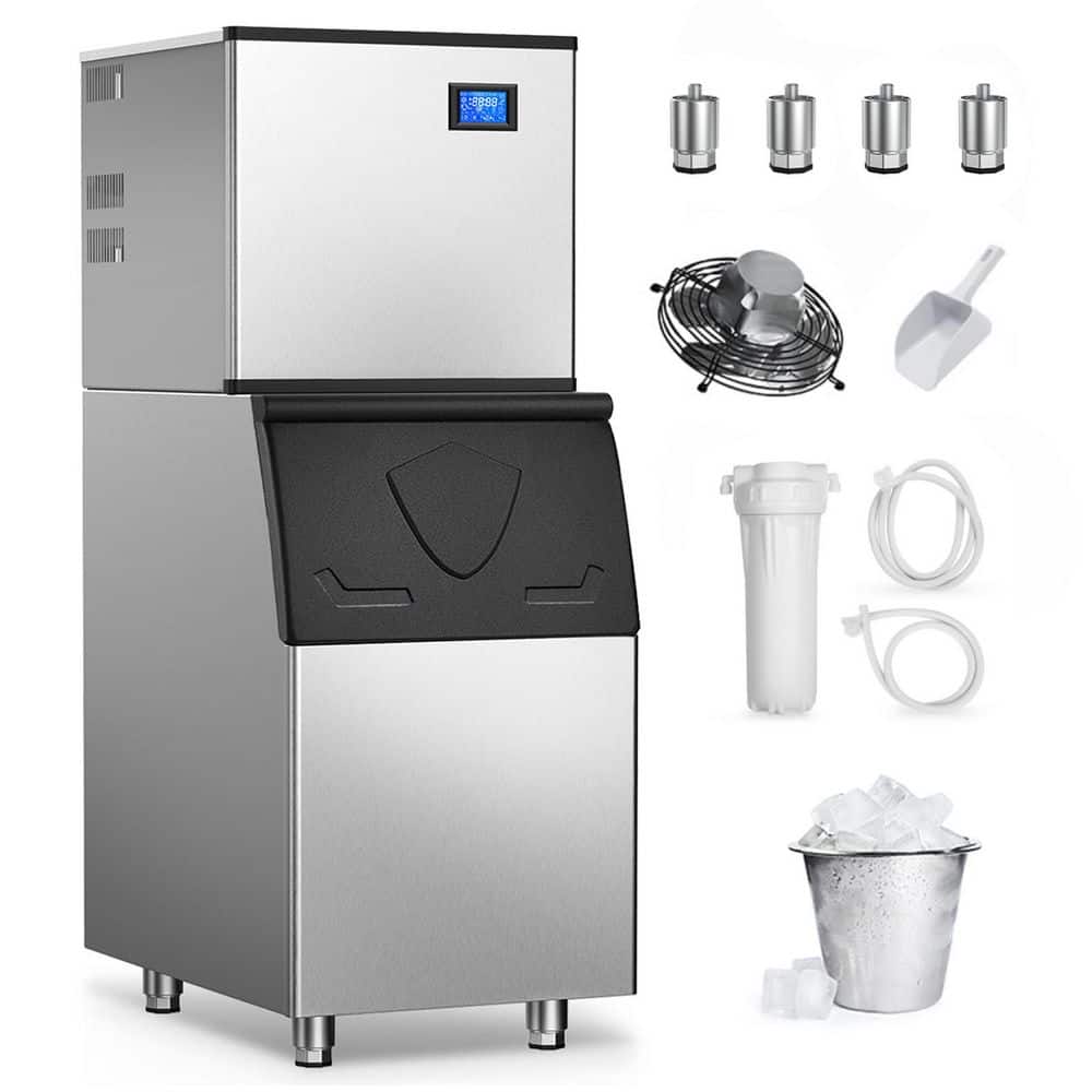 22.24 in. 650 lbs./24-Hours Split Commercial Freestanding Ice Maker in Silver 182-Full Size Ice Cubes/Cycle (2-Pack)