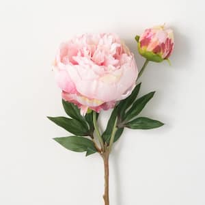 22" Artificial Pale Pink Peony With Bud