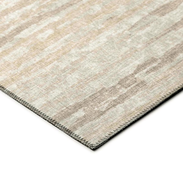 Bravado Ivory 8 ft. x 8 ft. Geometric Indoor/Outdoor Washable Area Rug