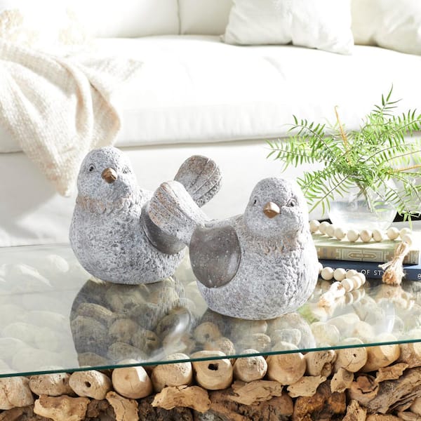 Litton Lane 10 in. Medium Polystone Indoor Outdoor Bird Garden Sculpture (2- Pack)