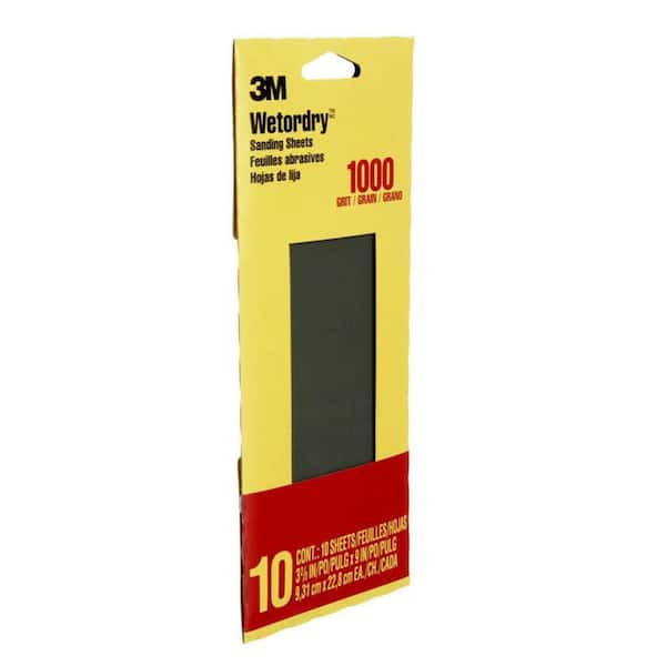 3M 3.7 in. x 9 in. Ultra Fine 1000-Grit Sheet Sandpaper (10-Sheets/Pack)