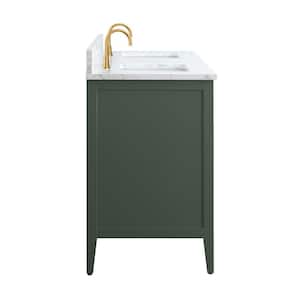 72 in. W x 22 in. D x 34 in. H Double Sink Bathroom Vanity Cabinet in Vintage Green with Engineered Marble Top