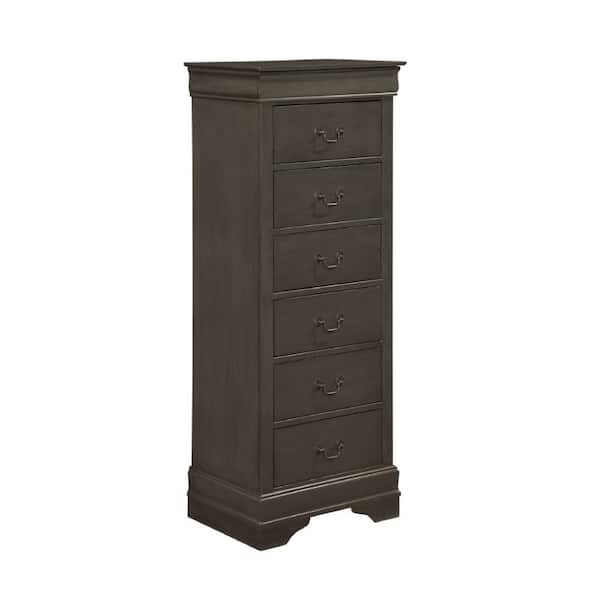 Benjara 21.46 in. Gray 6 -Drawer Chest of Drawers