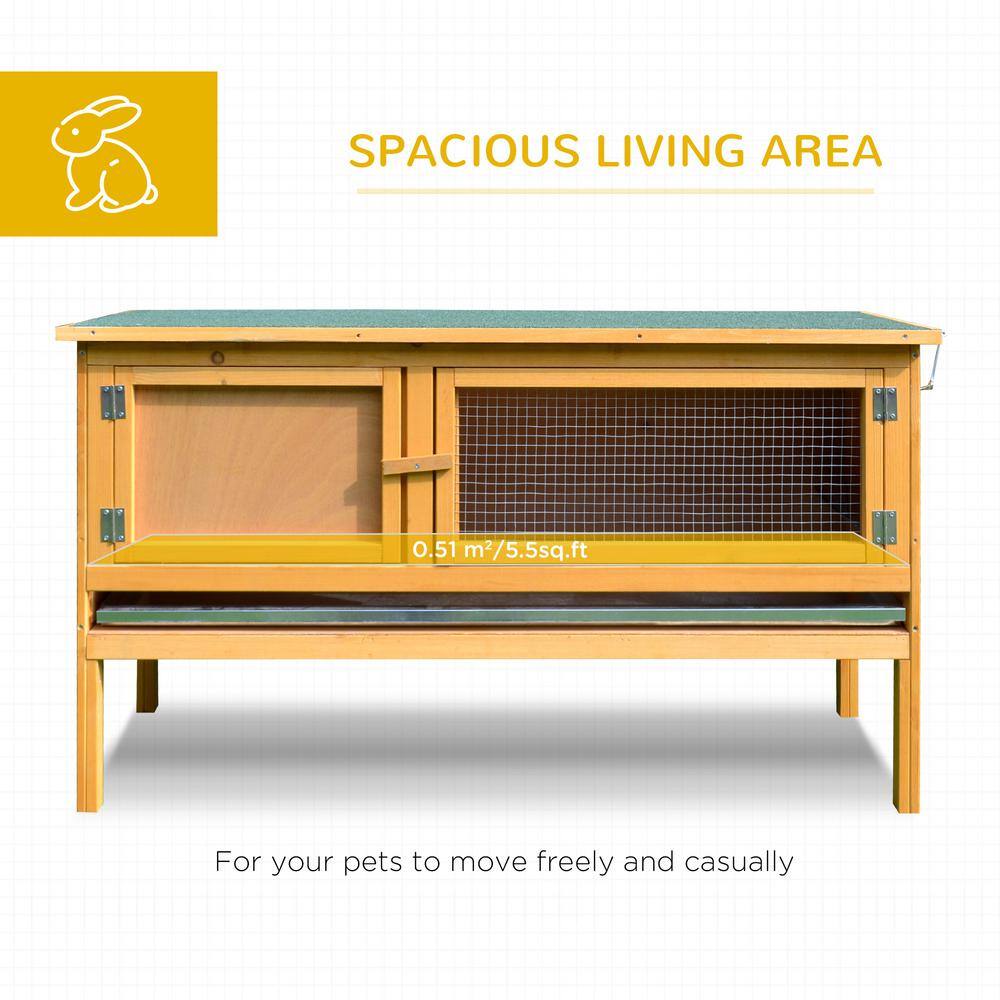 Yellow Fir Wood Outdoor Guinea Pig Hutch with Green Roof
