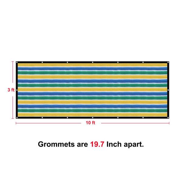 Privacy Fence Screen Heavy Duty 90% Blockage Shade Cover for Wall Garden Gazebo Backyard, 3 ft. x 10 ft. Colorful