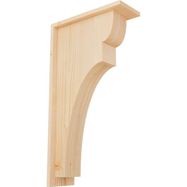 Ekena Millwork 5-1/2 in. x 14 in. x 26 in. Douglas Fir Yorktown Smooth Corbel with Backplate