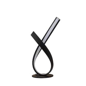17 in. Black Metal Abstract Upright Ribbon Bow LED Table Lamp
