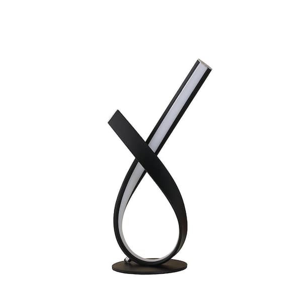 ORE International 17 in. Black Metal Abstract Upright Ribbon Bow LED Table Lamp