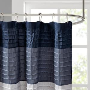 Amherst Navy 72 in. Faux Silk Shower Curtain