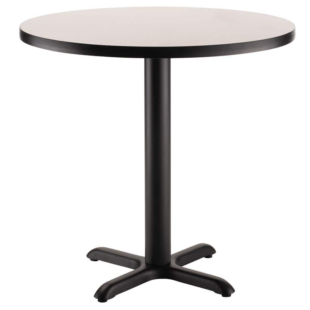 36-inch Round Composite Wood Cafe Table, 30-in Height, Grey Nebula Laminate Top and Black X Base -  National Public Seating, CT13636XDPBTMGY