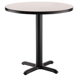 36-inch Round Composite Wood Cafe Table, 30-in Height, Grey Nebula Laminate Top and Black X Base