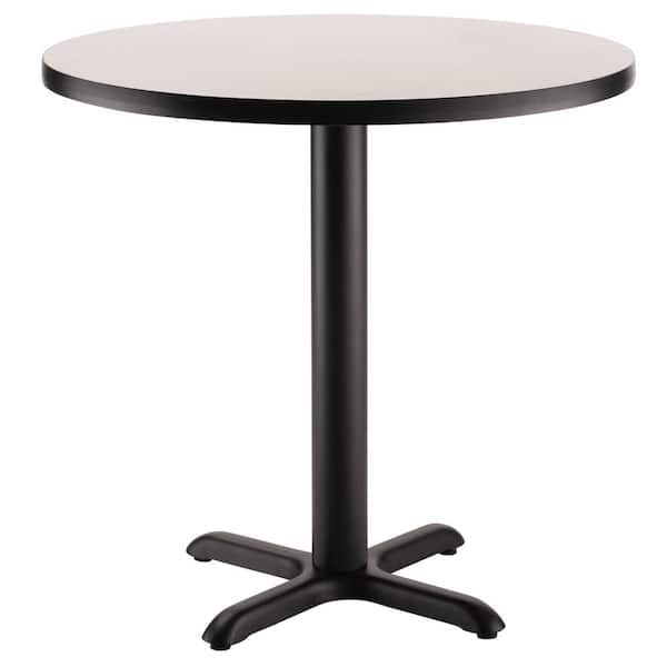 National Public Seating 36-inch Round Composite Wood Cafe Table, 30-in Height, Grey Nebula Laminate Top and Black X Base