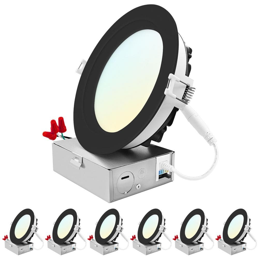6 in. Integrated LED Recessed Light kit 18-Watt 5CCT 2700K-5000K 1800 Lumens Dimmable Wet Rated IC ETL - Black (6-Pack) price history on PriceWatchPro