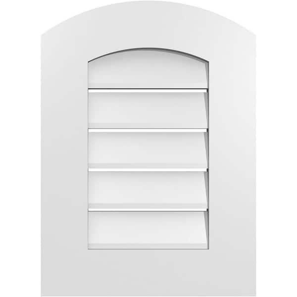 Ekena Millwork 16 in. x 20 in. Arch Top Surface Mount PVC Gable Vent: Decorative with Standard Frame