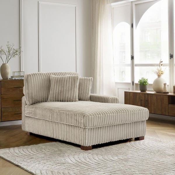 Uixe White Faux Rabbit Fur Polyester Right Arm Facing Sectional Chaise ...