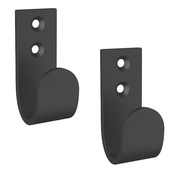 2-5/16 in. Aluminum Single Prong Wall Hook, 35 lbs. Load Capacity, Matte Black (2-Pack)