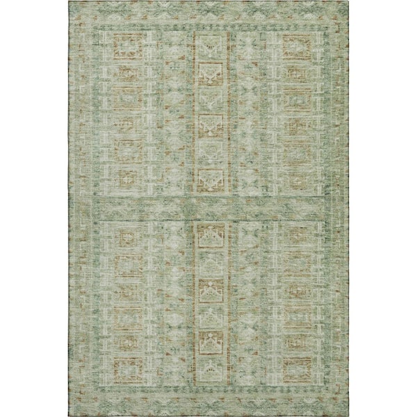 Mayfield Premium Machine Washable Abstract AMF2173 Green 5 ft. x 7 ft. 6 in. Area Rug