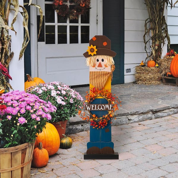 Fall Scarecrow With Stand Home Decoration 9” Tall 