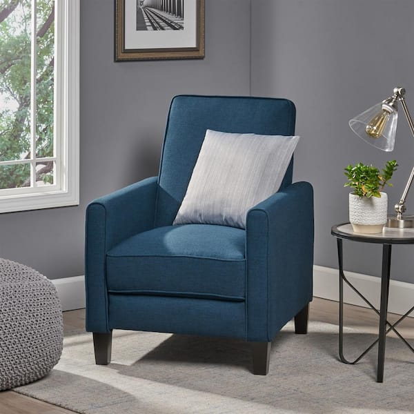 Darvis Navy Blue Polyester Upholstered Standard (No Motion) Recliner with Solid Wood Legs