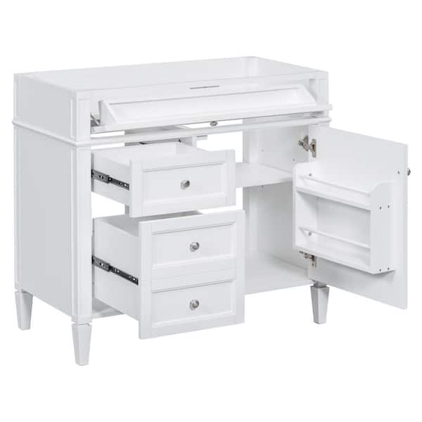 18.00 in. Modern Bath Vanity Cabinet without Top Sink-with 2 Drawers, & Tip-Out Drawer in White