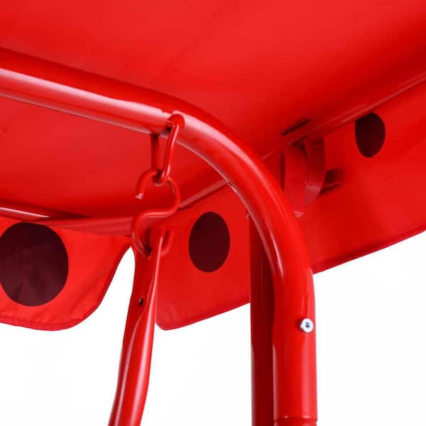 Kids Patio Swing Chair Children Porch Bench Canopy 2 Persons Yard Furniture Red 