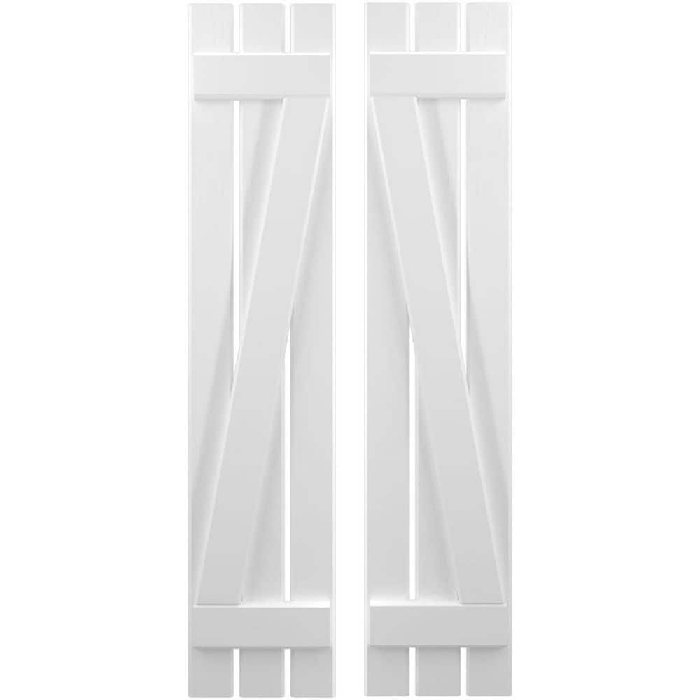 11-1/2 in. W x 42 in. H Americraft 3-Board Exterior Real Wood Spaced Board and Batten Shutters with Z-Bar in White price history on PriceWatchPro
