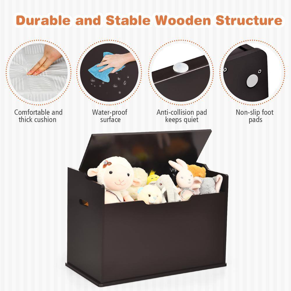 Brown MDF Flip-top Kids Toy Box with Cushion