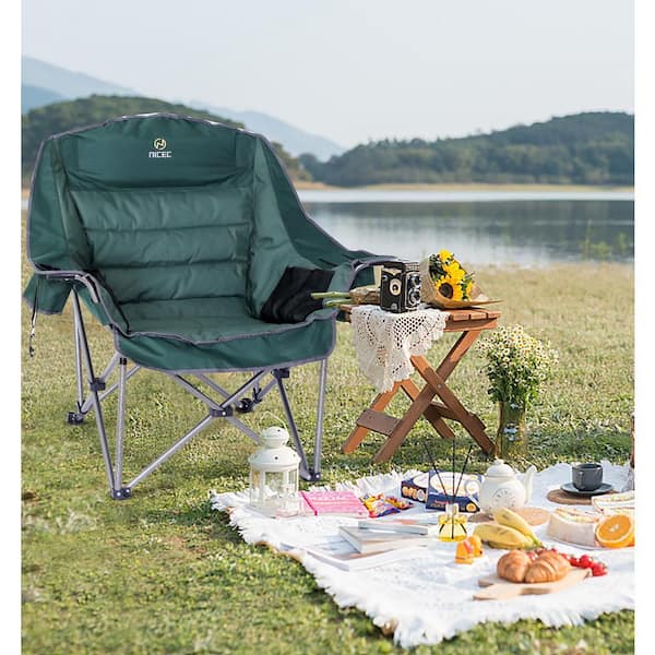 Camping Chairs, Oversized XL Padded Camping Chair, Oversized Chair, Camp Chair Heavy-duty 400Lbs w/Carry Bag (1-P Green) HD-XLPAD-GREEN1