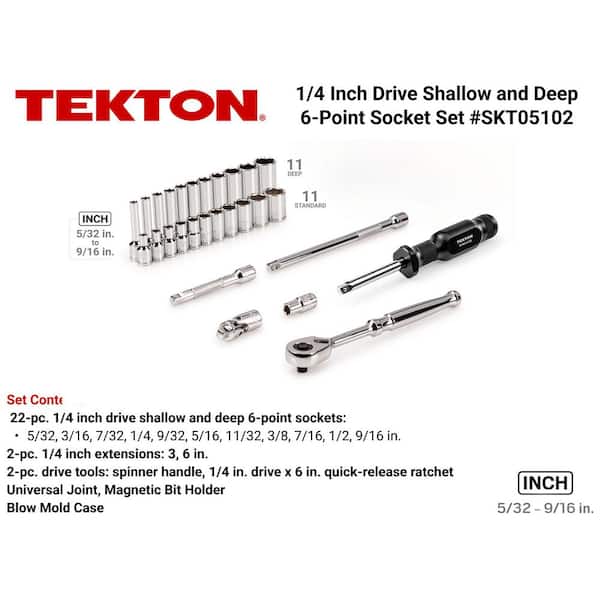 1/4 in. Drive 6-Point Socket and Ratchet Set, 28-Piece (5/32-9/16 in.)