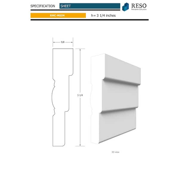 RESO RMC MSIM 5/8 in. D x 3 1/4 in. W x 102in. L Primed