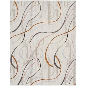 Glam Ivory/Multi 8 ft. x 10 ft. Abstract Contemporary Area Rug