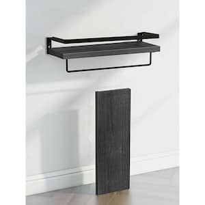 Black Wooden Plant Shelf, Wall Mounted Plant Storage Rack, Decor Bathroom Living Room Bedroom Apartment (2-Tiers)