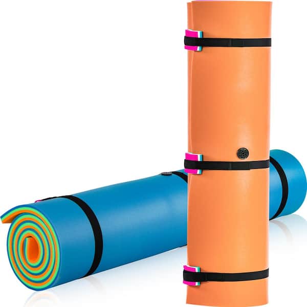 Mondawe 15 ft. x 6 ft. Bright Blue and Orange 3-Layer XPE Floating Foam Pad Lake Floating Lily Pad for Pool, River, Lake or Sea
