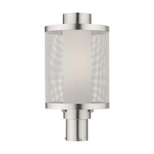 Roycroft 17.5 in. 1-Light Brushed Nickel Stainless Steel Hardwired Outdoor Marine Grade Post Light w/No Bulbs Included
