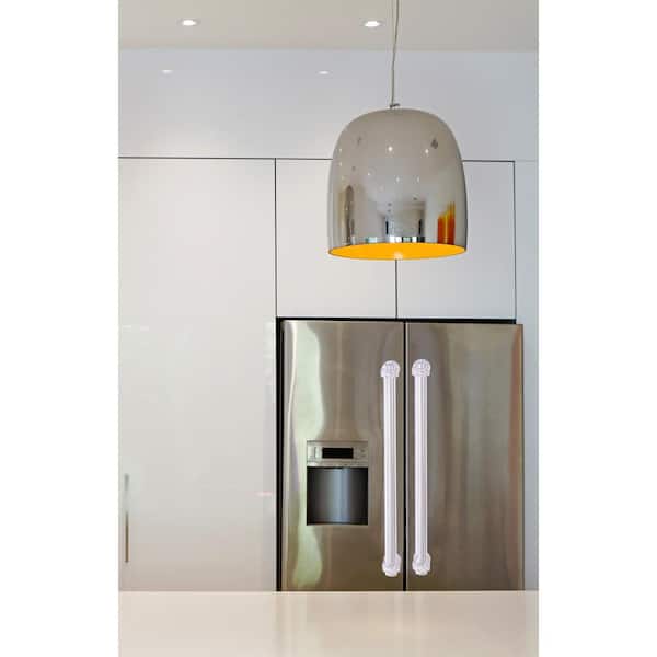 18 in. Center-to-Center Refrigerator Pull in Satin Brass