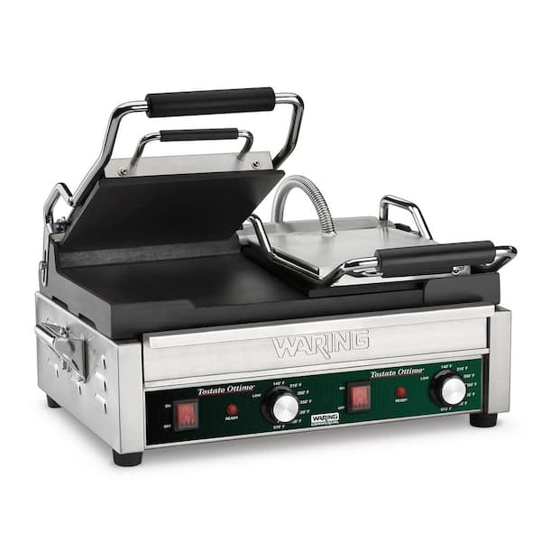 Waring Commercial Tostato Ottimo Dual Flat Toasting Grill Silver 240-Volt (17 in. x 9.25 in. Cooking Surface)