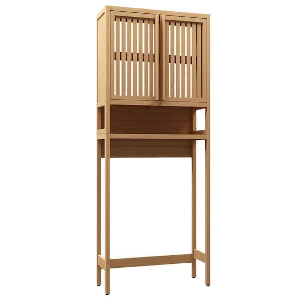 JimsMaison 26 in. W x 10 in. D x 65 in. H Yellow Linen Cabinet with Shelf and 2-Doors