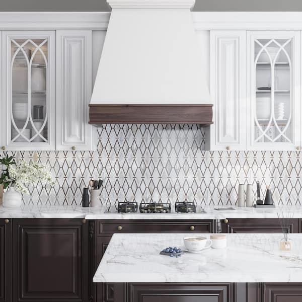 Serena 10 in. x 13 in. Polished White Gray Calacatta, Thassos, Lagos Mosaic Wall and Floor Tile (4.68 sq ft/case)-5 Pack