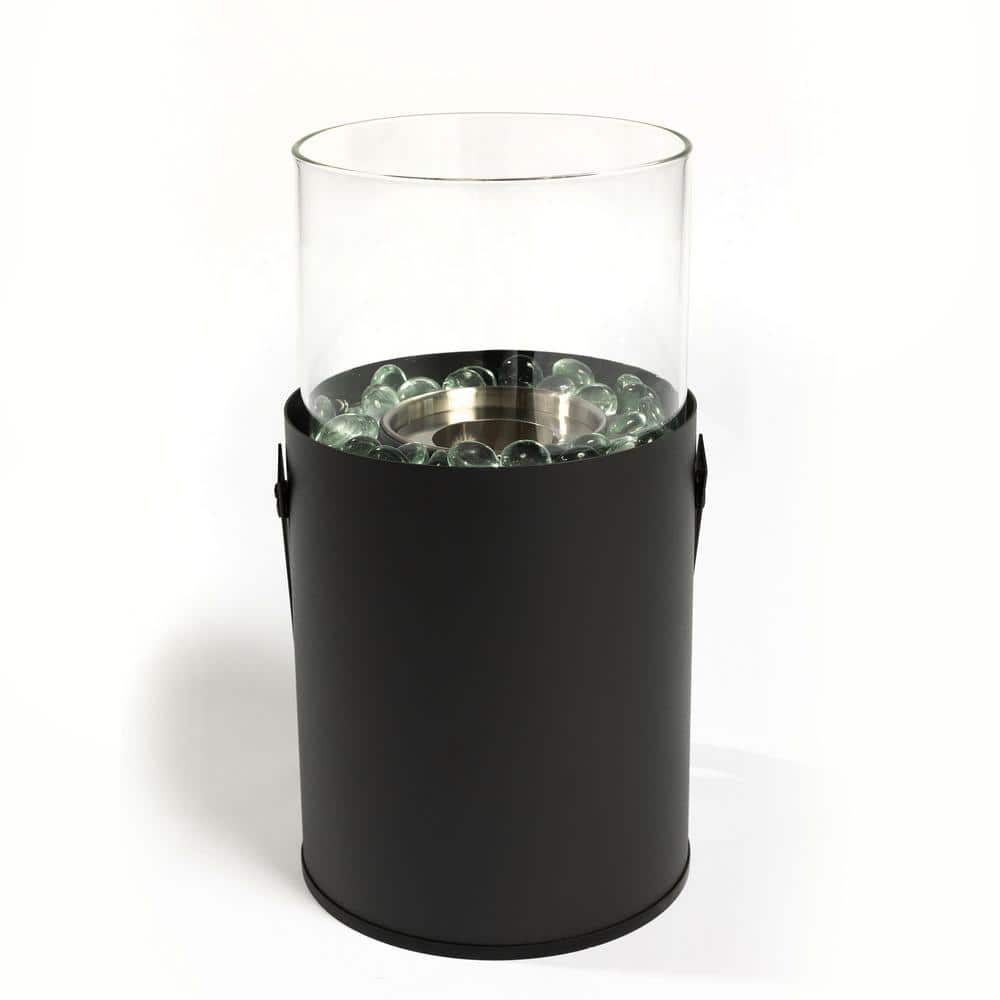 JimsMaison 6.30 in. W x 11.80 in. H Steel Round Gas Fire Pit in Black