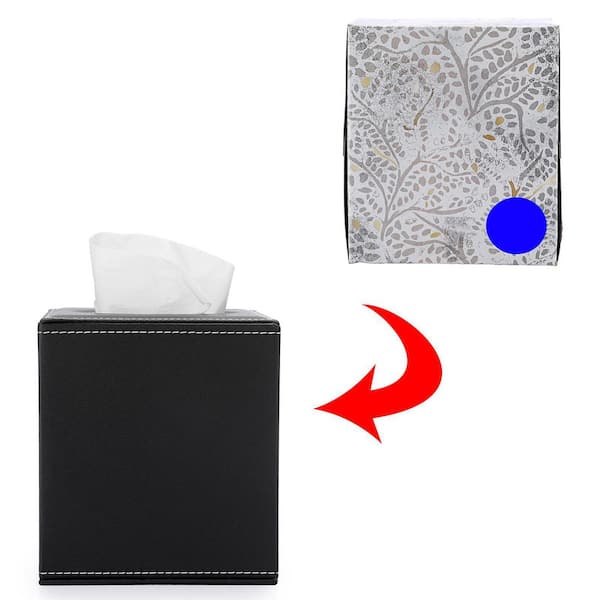 Numhew Square Leather Tissue Box Cover with Magnetic Bottom in