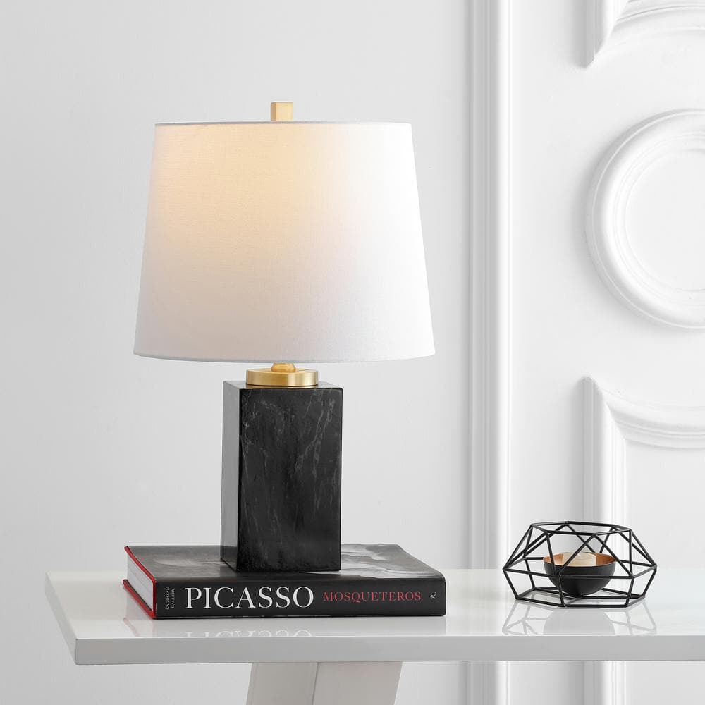 Elegant Black Marble 20.5" Traditional Table Lamp with Brass Accents