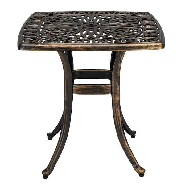 Karl home Bronze Square Aluminum Outdoor Side Table 998252496415 - The ...