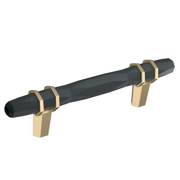 London 3-3/4 in. (96mm) Modern Black Bronze/Golden Champagne Bar Cabinet Pull