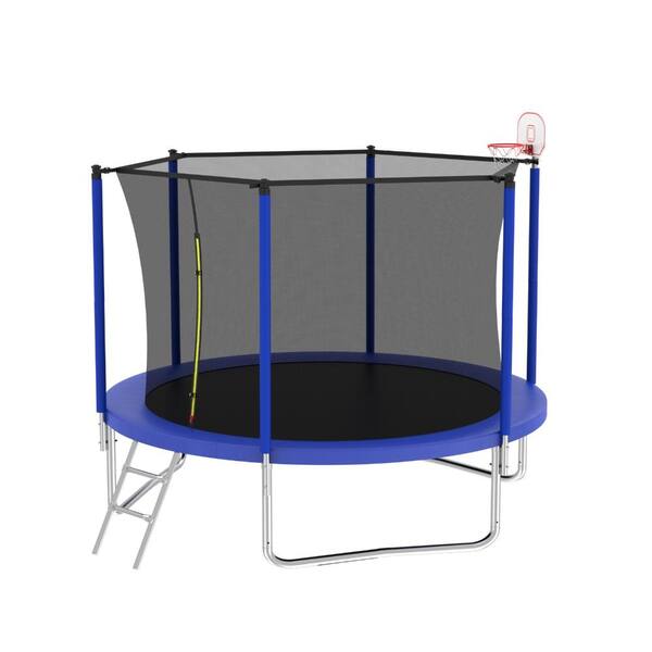Blue Steel Outdoor 10 FT Trampoline with Safety Enclosure Net